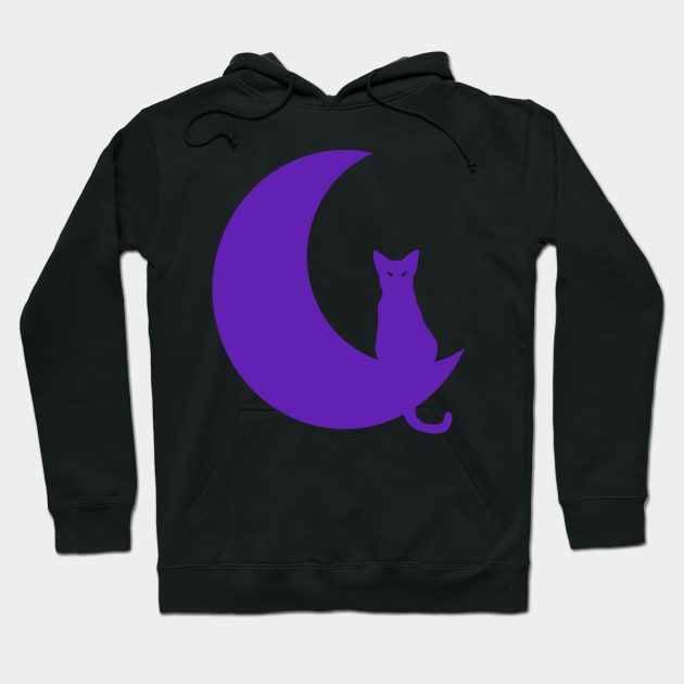 Purple Cat Perched On Moon Hoodie by AilurosLunaire